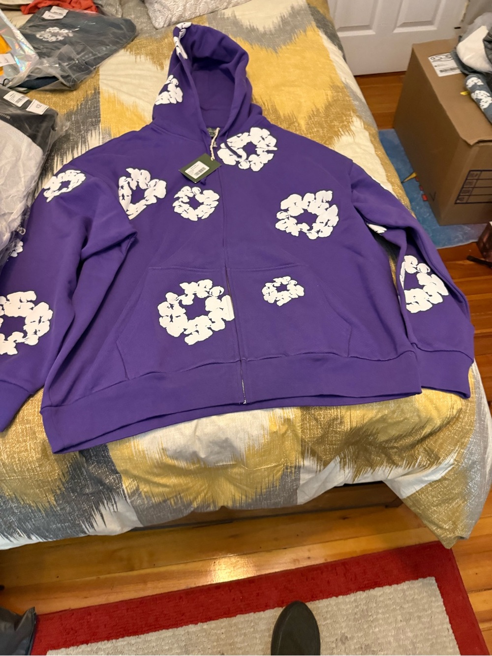 Denim Tears Cotton Wreath Mens Purple Zip up Hoodie Size 2X
